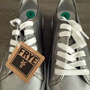 NWT Frye Silver Sneakers with White Laces